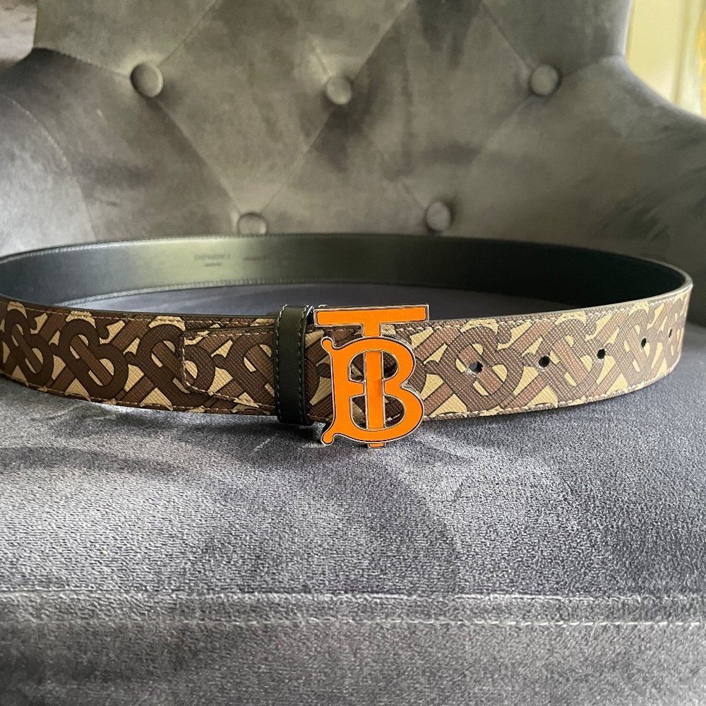 Burberry Men's TB Monogram E-Canvas Belt EU size 90